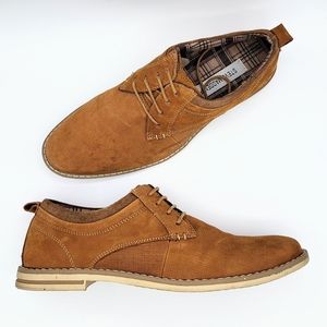 Steve Madden Ferraro Tan Oxford Lace-Up Leather Plaid Lined Shoe Size 9